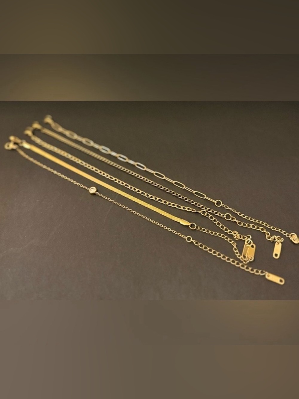 Gold Plated Stainless Steel 5-Piece Layered Bracelet Set